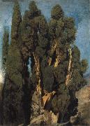 Cypresses in the Park at the Villa d-Este Oswald achenbach